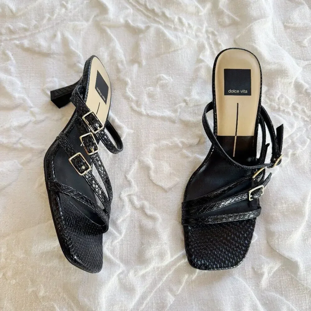 Dolce Vita Tahira Snakeskin Embossed Slide Sandal Size 8 New